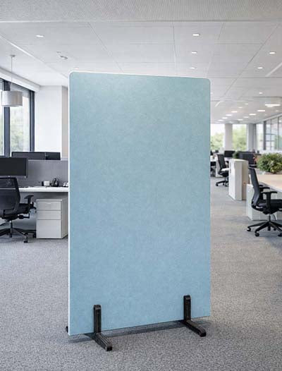 Floorstanding 42mm Acoustic Office Screens with wooden legs