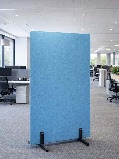 Floorstanding 42mm Acoustic Office Screens with wooden legs