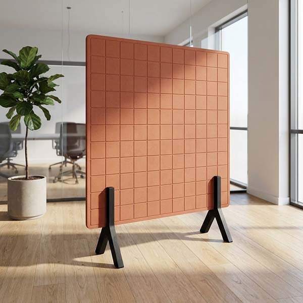 Freestanding Check Office Screen with Wooden Feet