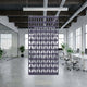 Office area with Ocean Green hanging screen in purple grape