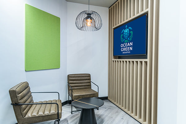 Ocean Green Polycolour FR® Acoustic Panels 12mm with Round Corners